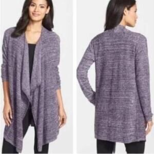 Barefoot Dream Bamboo Chic Lite Purple Open Cardigan Sweater S/M EUC